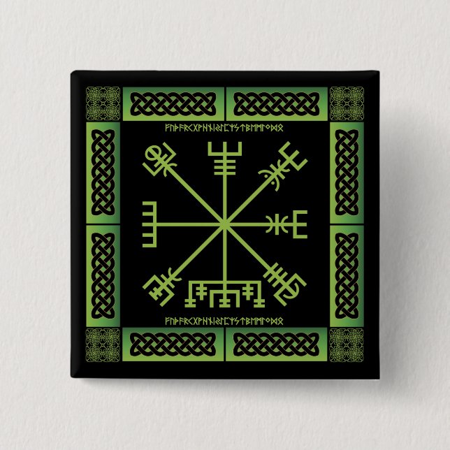 Celtic Vegvisir Button (Square) (Front)