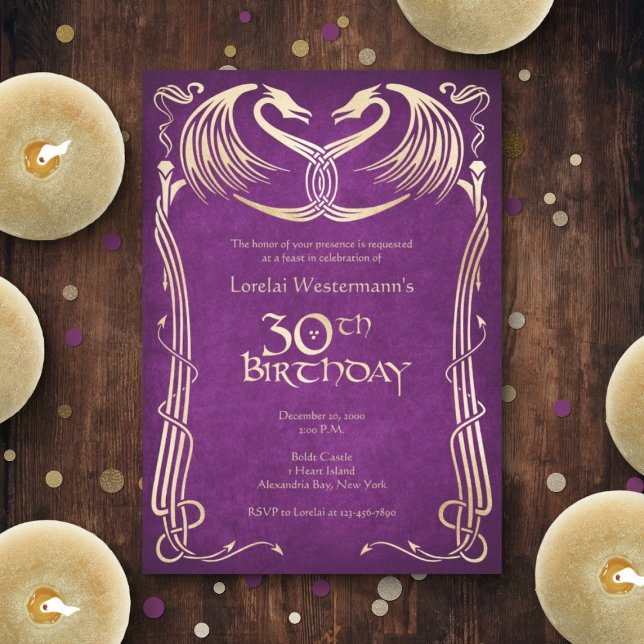 Celtic Viking Dragon 30th Birthday Invitation (Creator Uploaded)