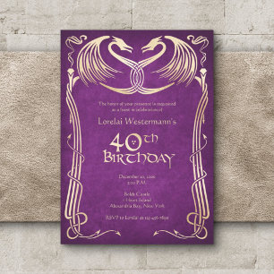 Celtic Viking Dragon 40th Birthday Invitation