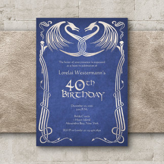 Celtic Viking Dragon 40th Birthday Invitation