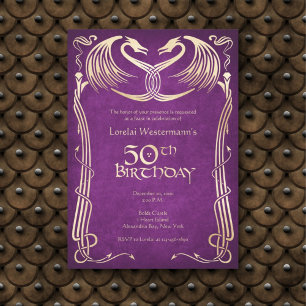 Celtic Viking Dragon 50th Birthday Invitation
