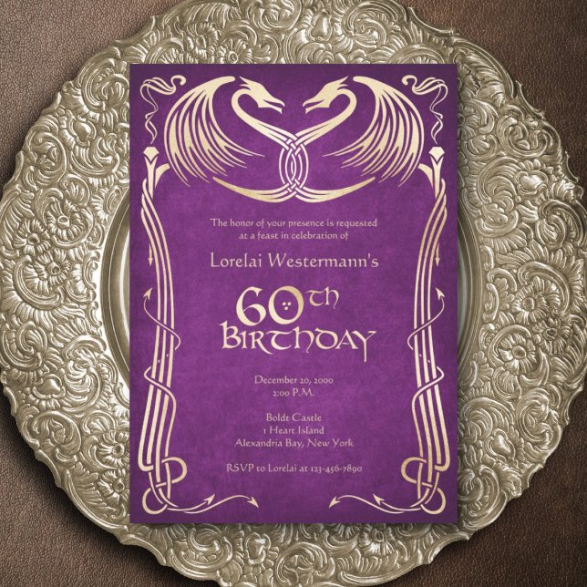 Celtic Viking Dragon 60th Birthday Invitation (Creator Uploaded)