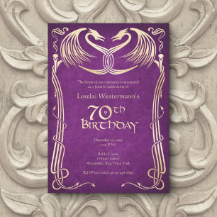 Celtic Viking Dragon 70th Birthday Invitation