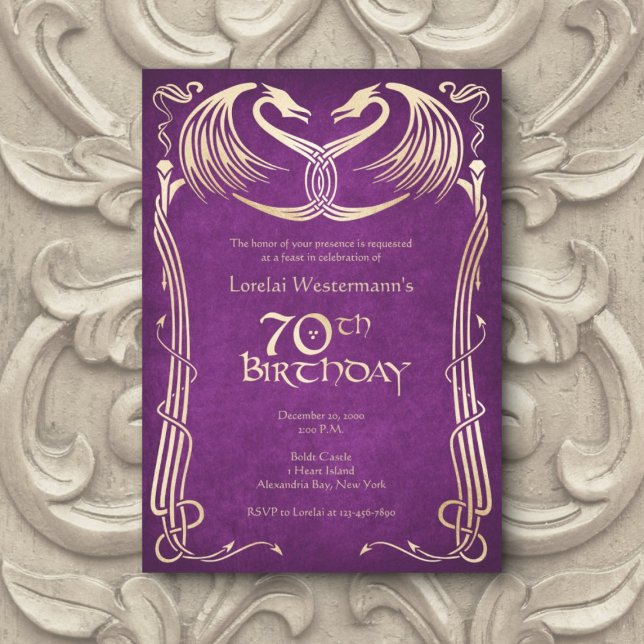Celtic Viking Dragon 70th Birthday Invitation (Creator Uploaded)