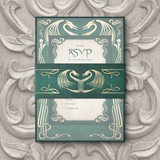 Celtic Viking Dragon Wedding Invitation Belly Band (Creator Uploaded)