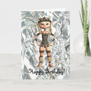 Celtic Warrior Girl's Birthday Card
