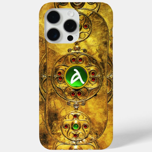 CELTIC WARRIOR SHIELD EMERALD RUBY GEM  MONOGRAM Case-Mate iPhone CASE (Back)
