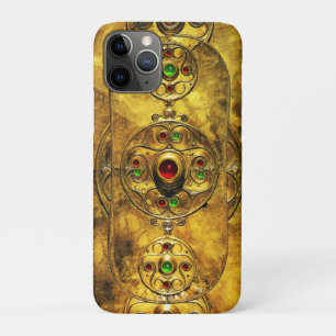 CELTIC WARRIOR SHIELD EMERALD RUBY GEM STONES iPhone 11 PRO CASE