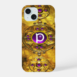 CELTIC WARRIOR SHIELD PURPLE AMETHYST GEM MONOGRAM iPhone 15 CASE