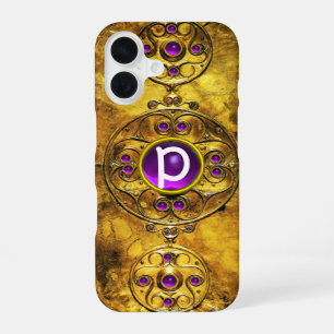 CELTIC WARRIOR SHIELD PURPLE AMETHYST GEM MONOGRAM iPhone 16 CASE