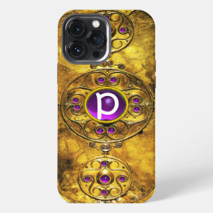 CELTIC WARRIOR SHIELD PURPLE AMETHYST GEM MONOGRAM iPhone CASE
