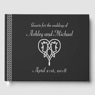 Celtic Weave Hearts in Black Guest Book