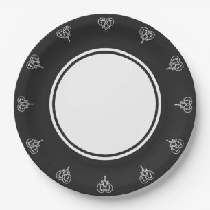 Celtic Weave Hearts in Black Paper Plate