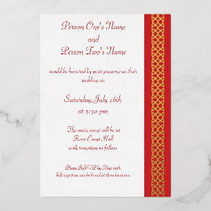 Celtic Weave Hearts in Cherry Foil Invitation