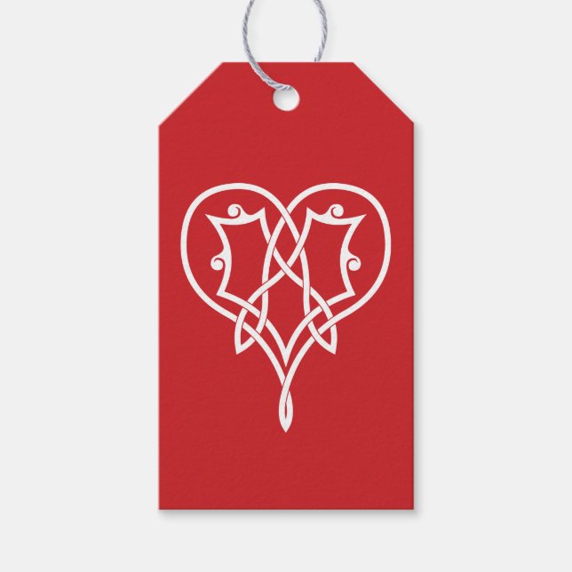 Celtic Weave Hearts in Cherry Gift Tag (Front)