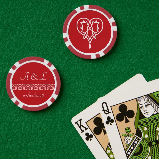 Celtic Weave Hearts in Cherry  Poker Chips (Poker Table (Double))