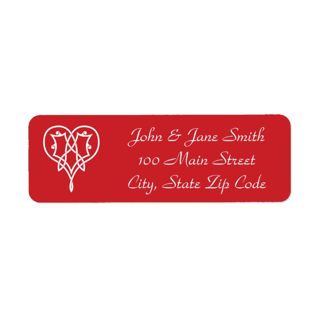 Celtic Weave Hearts in Cherry Return Address Label (Front)