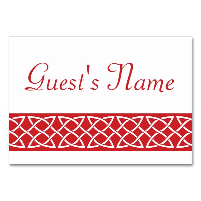 Celtic Weave Hearts in Cherry Table Card (Front)