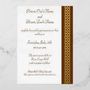 Celtic Weave Hearts in Chocolate Foil Invitation