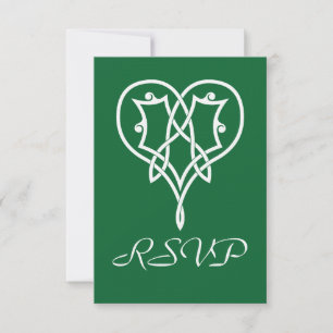 Celtic Weave Hearts in Green RSVP Card