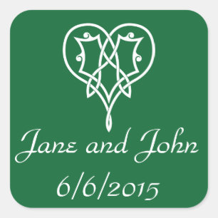 Celtic Weave Hearts in Green Sticker