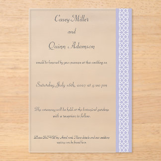 Celtic Weave Hearts in Lavender Acrylic Wedding Invitations