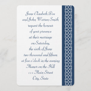 Celtic Weave Hearts in Navy Wedding Invitation