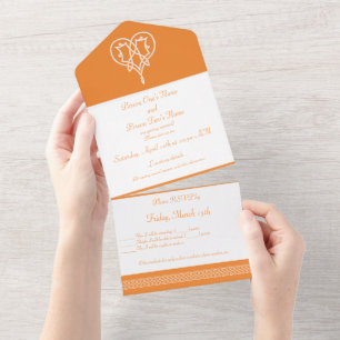 Celtic Weave Hearts in Orange All In One Invitation
