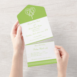 Celtic Weave Hearts in Peridot All In One Invitation