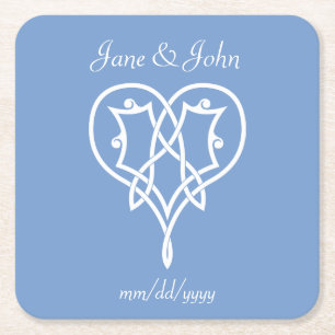 Celtic Weave Hearts in Periwinkle Paper Coaster
