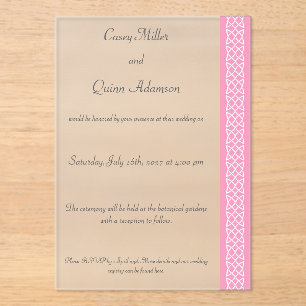 Celtic Weave Hearts in Petal Pink Acrylic Wedding Invitations