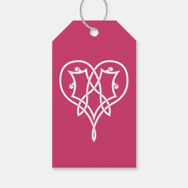 Celtic Weave Hearts in Raspberry Gift Tag (Front)