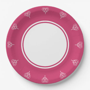 Celtic Weave Hearts in Raspberry Paper Plate