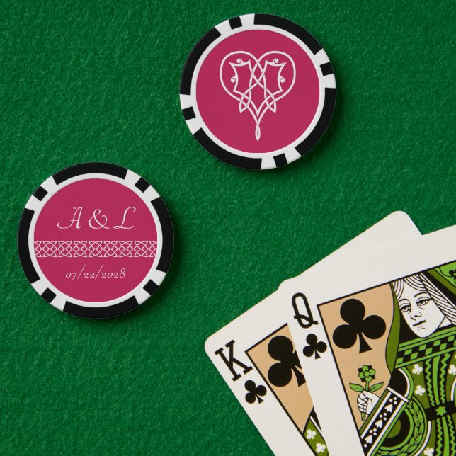Celtic Weave Hearts in Raspberry Poker Chips (Poker Table (Double))