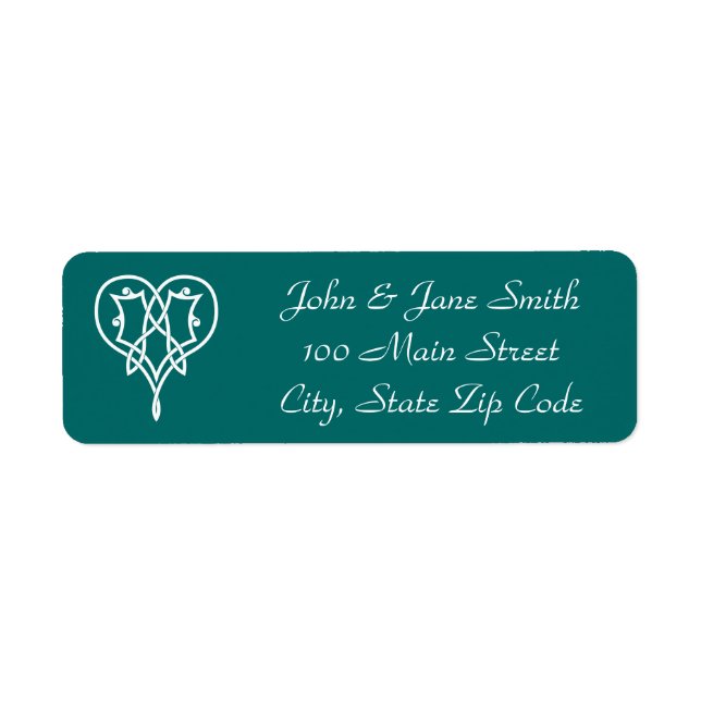 Celtic Weave Hearts in Teal Return Address Label (Front)