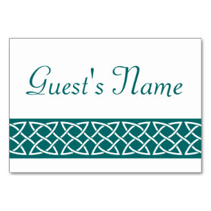 Celtic Weave Hearts in Teal Table Card
