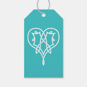 Celtic Weave Hearts in Turquoise Gift Tag