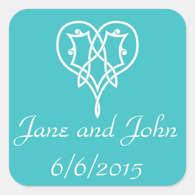 Celtic Weave Hearts in Turquoise Sticker (Front)