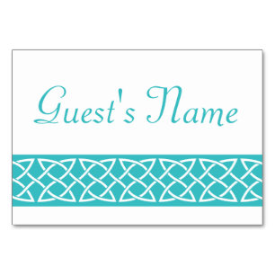 Celtic Weave Hearts in Turquoise Table Card