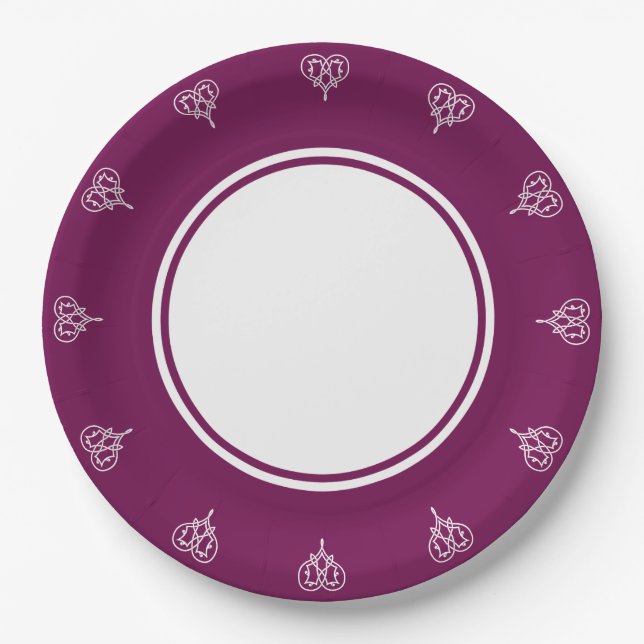 Celtic Weave Hearts in Wine Paper Plate (Front)