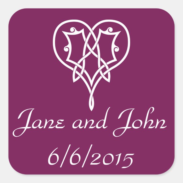 Celtic Weave Hearts in Wine Sticker (Front)