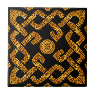 Celtic Weave Tiger Pattern Ceramic Tile