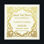 Celtic Wedding Faux Gold Celtic Knot Save the date Magnet<br><div class="desc">Elegant Celtic Wedding Faux Gold Celtic Knot Design on Ivory . This is a template ready for you to add your wedding details to . If you would like to change the background colour or the font click customise further at the end of the template .</div>