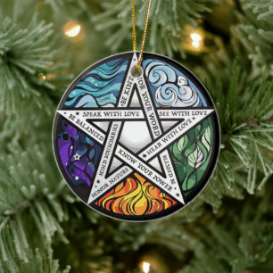 Celtic Wiccan Witch Pagan Witchy Witchcraft Xmas Ceramic Ornament