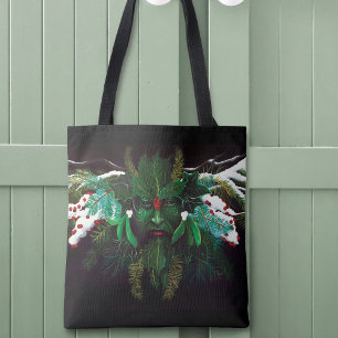 Celtic Winter Green Man Tote Bag