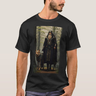 Celtic Wizard and Wolf Canvas Print T-Shirt