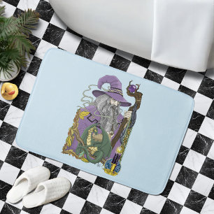 Celtic Wizard Dragon Fantasy Purple Bath Mat