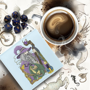 Celtic Wizard Dragon Fantasy Purple Glass Coaster
