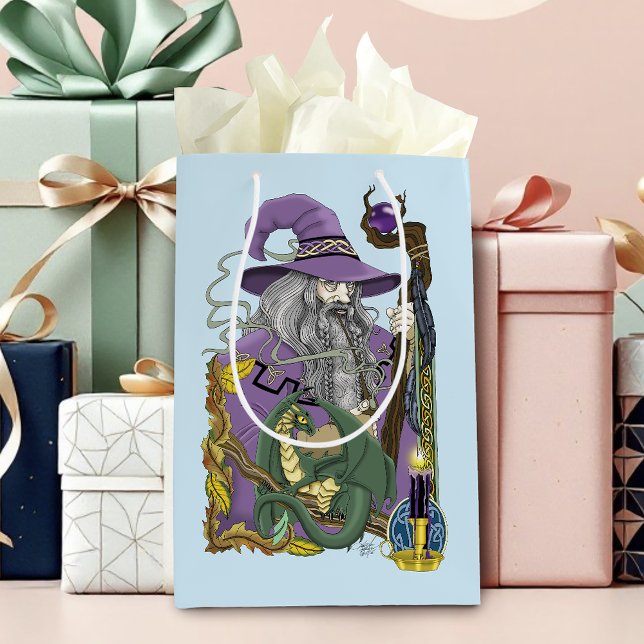 Celtic Wizard Dragon Fantasy Purple Medium Gift Bag (Creator Uploaded)
