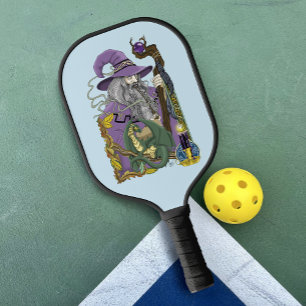 Celtic Wizard Dragon Fantasy Purple Pickleball Paddle